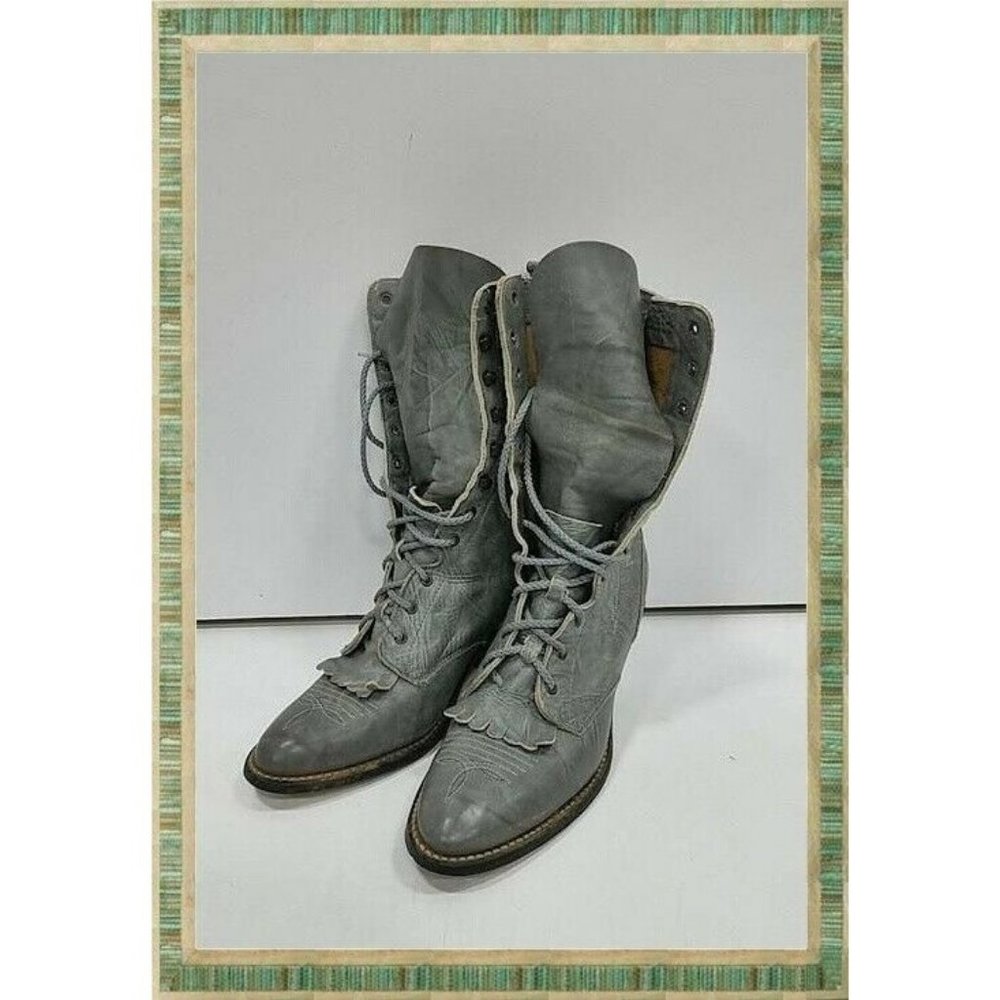 Acme Lacer Lace Up Kiltie Boots Women's Size US 6.5 Gray Made In U.S.A.